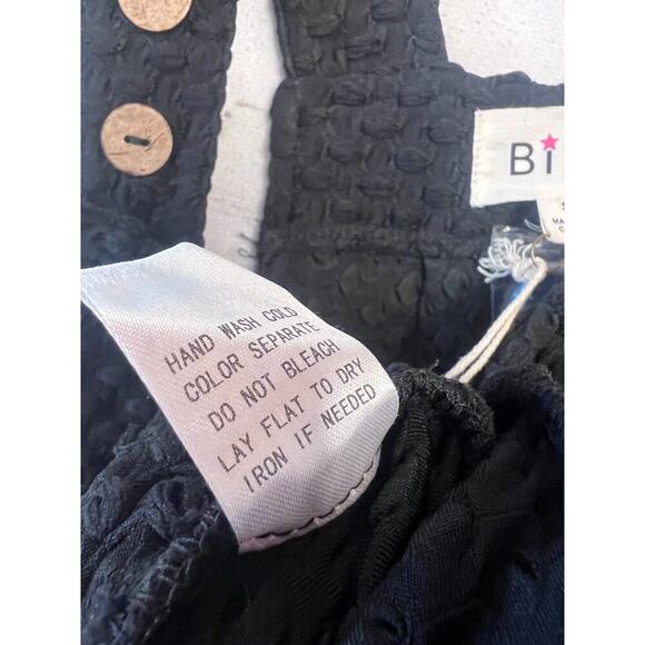 BIBI Size SM Black Romper Button Accent Woven Fun Comfy - Picture 2 of 6